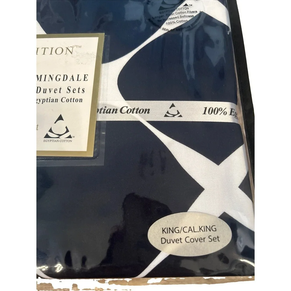 Royal Tradition 100% Egyptian Cotton Duvet Cover King Calking Navy Reversible 3p